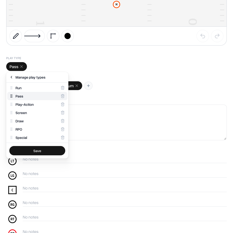 Manage play types