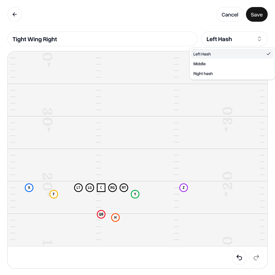 Creating a formation with a specific hash mark ball position