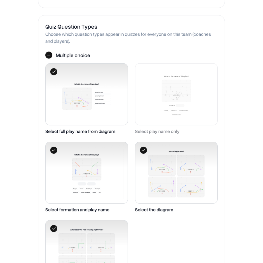 Choose quiz question types, manage positions in disconnected formations and more