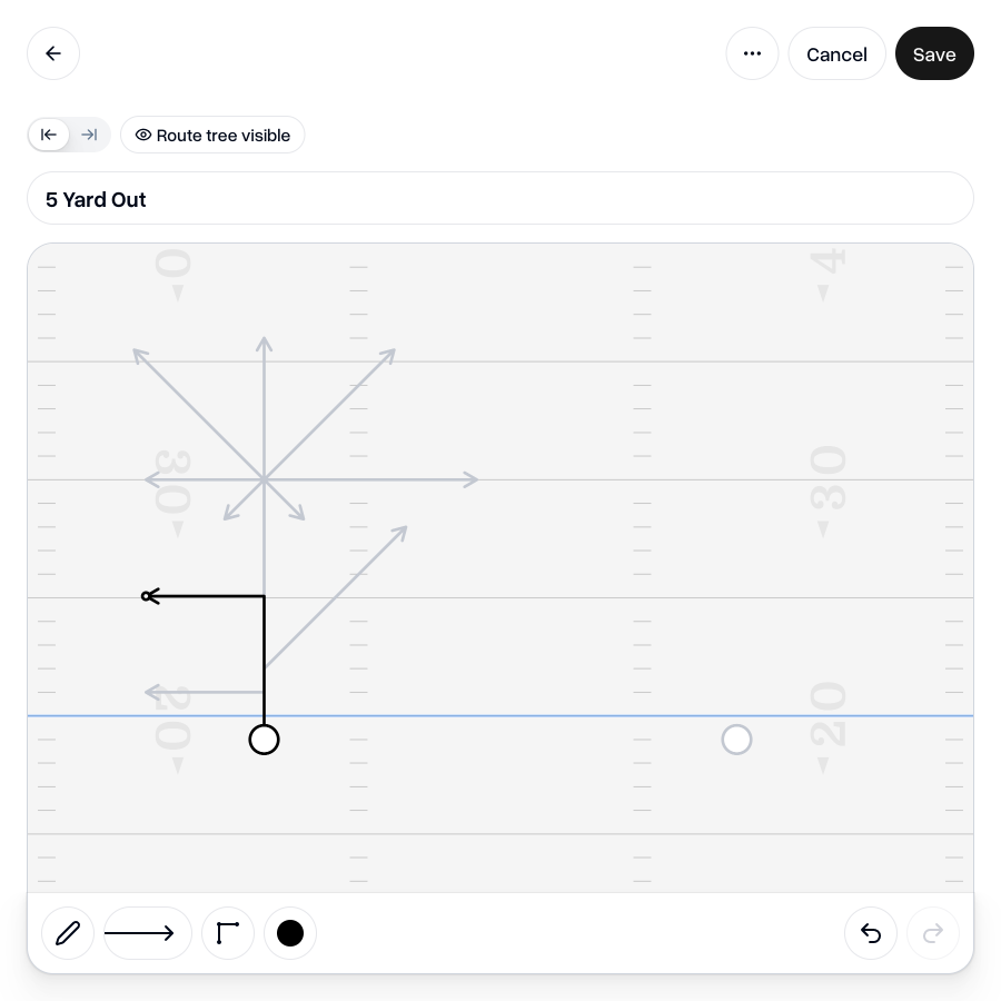 Drawing a route on the route tree canvas