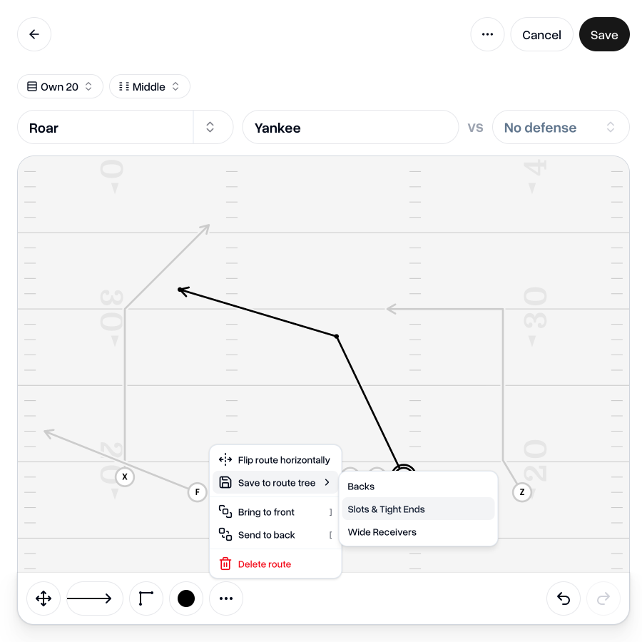 Convert an existing line on a play into a route template